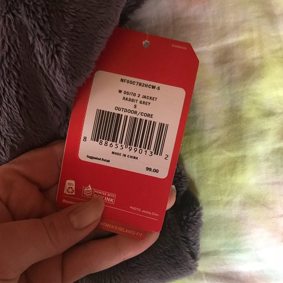 North face fuzzy jacket (NWT!) greyish purple -Sm - Picture 5 of 7